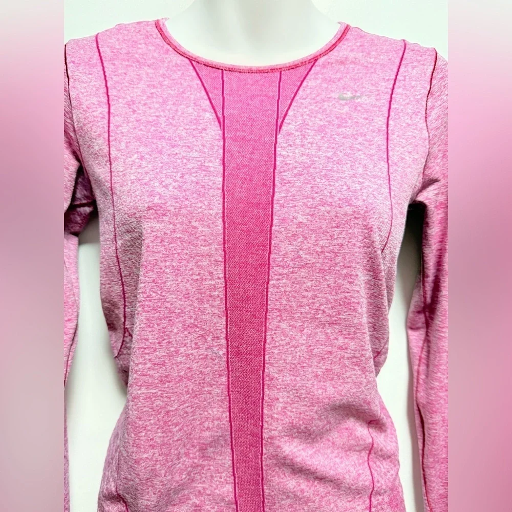 Nike Dri Fit Women's Heathered Pink Long Sleeve Tee Size S